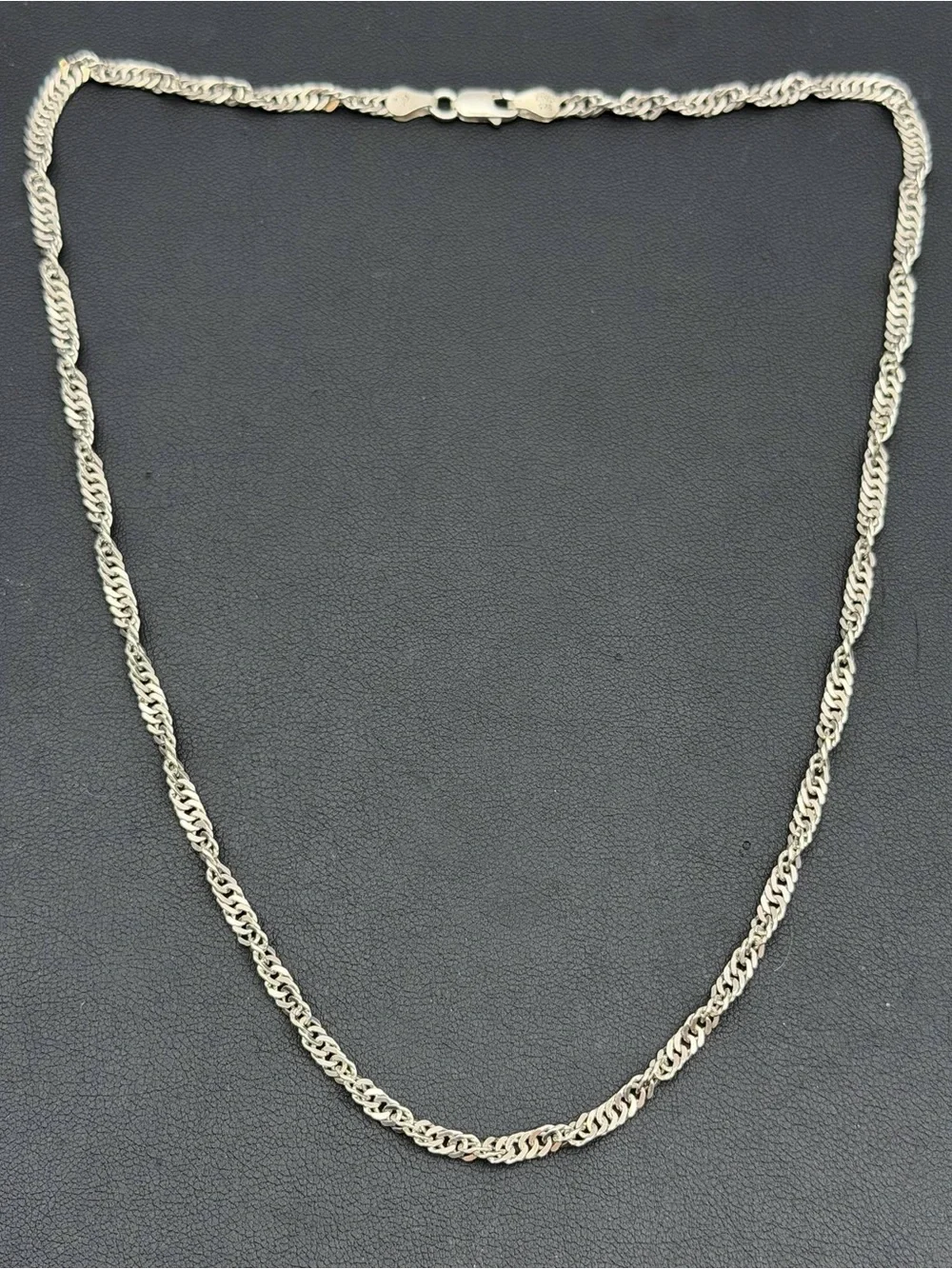 Vintage Italy 925 Sterling Silver Thick Rope Singapore style Chain 18